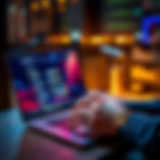 A person using a bank card to purchase cryptocurrency online on a laptop.