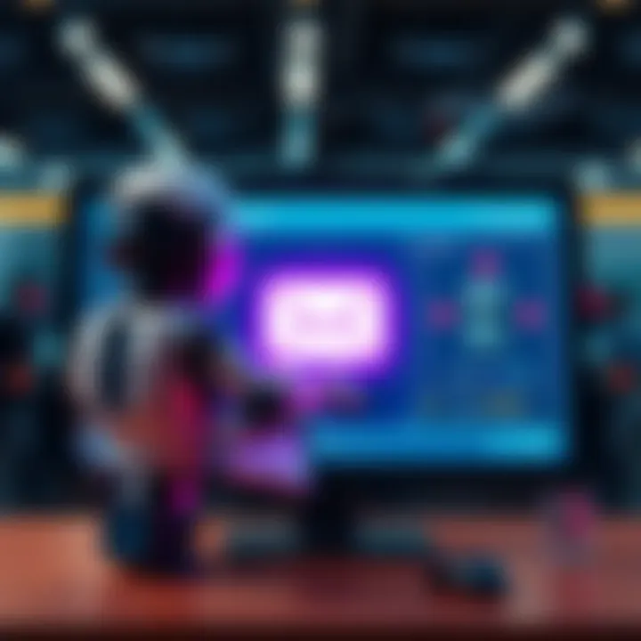 A digital representation of an email bot interacting with a car listing on a computer screen.