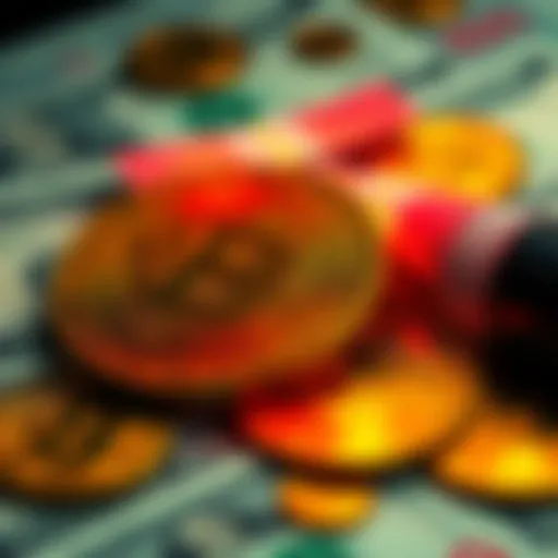 A digital representation of Bitcoin transactions resembling cash, highlighting privacy and security features without ledger records.