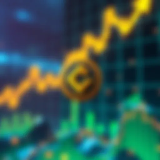 Casper crypto token logo with rising graph in the background, indicating growth in the market