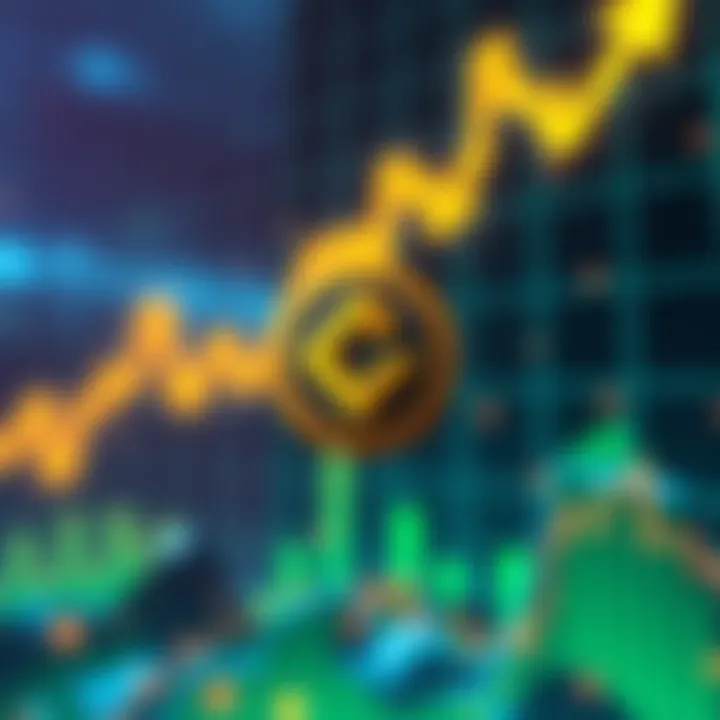 Casper crypto token logo with rising graph in the background, indicating growth in the market