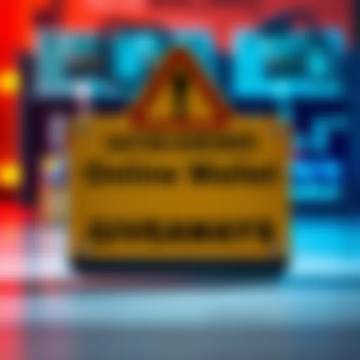 A warning sign about online wallet giveaways with a locked digital wallet in the background.