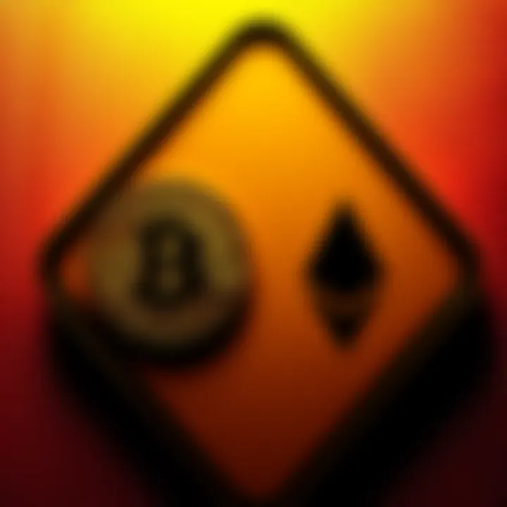 A caution sign featuring Bitcoin and Ethereum symbols, highlighting concerns over security in crypto storage.