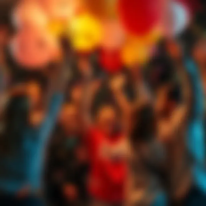 A group of people celebrating with balloons and confetti, showing excitement for reaching the 50k milestone and planning for future success.