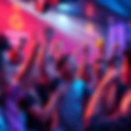A group of people cheering and sharing their crypto successes in a lively forum setting.