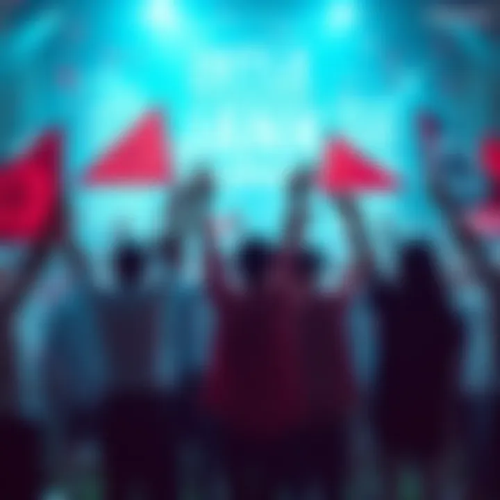 A group of people celebrating together, holding banners that highlight their achievements and dreams.