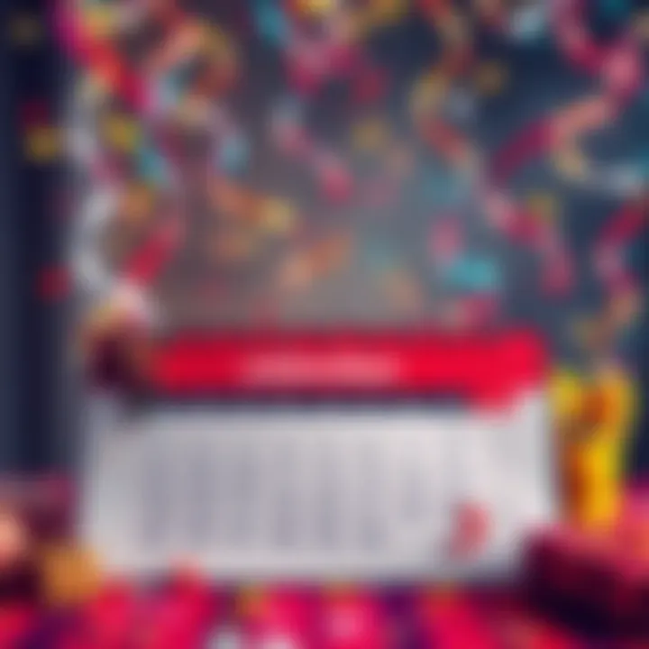 A colorful calendar showcasing the months Upvember, Upcember, Upril, and Upune with festive decorations and confetti