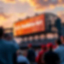 A vibrant billboard displaying Chainlink's message celebrating the U.S. Stablecoins Act at Nationals Park, surrounded by baseball fans.