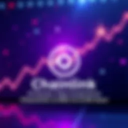 Chainlink logo with a rising cryptocurrency growth chart in the background, symbolizing potential for price increase.