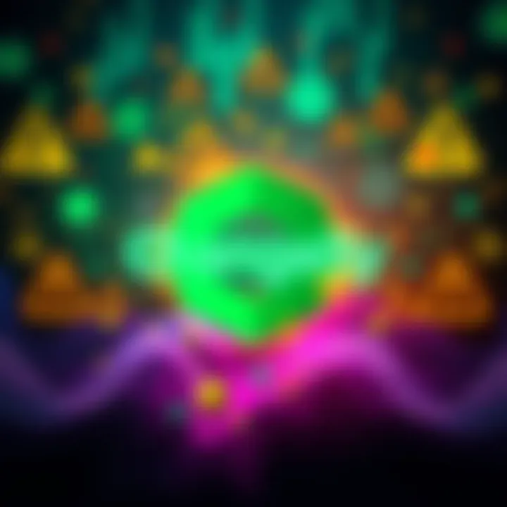 A digital representation of Changelly's logo with a backdrop of financial symbols and alarm icons, highlighting concerns over money laundering practices in India.