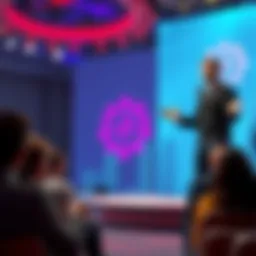 Charles Hoskinson speaking at an event about Cardano's new direction towards decentralized finance