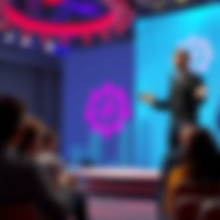 Charles Hoskinson speaking at an event about Cardano's new direction towards decentralized finance