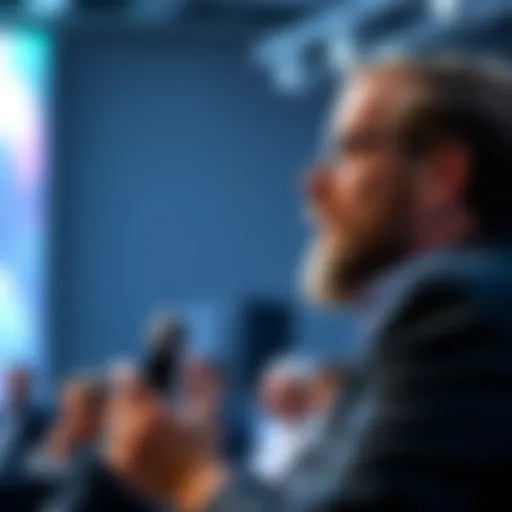 Charles Hoskinson speaking at a Cardano conference, expressing thoughts about his role and the future of the project.