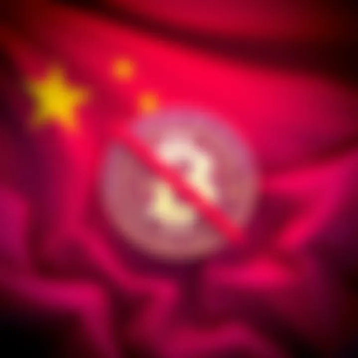 A bold announcement regarding China's ban on cryptocurrency, featuring a graphic showing a crossed-out Bitcoin symbol over a background of the Chinese flag.