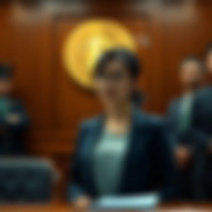 A Chinese woman standing in court, admitting guilt in a large Bitcoin fraud case involving billions of dollars