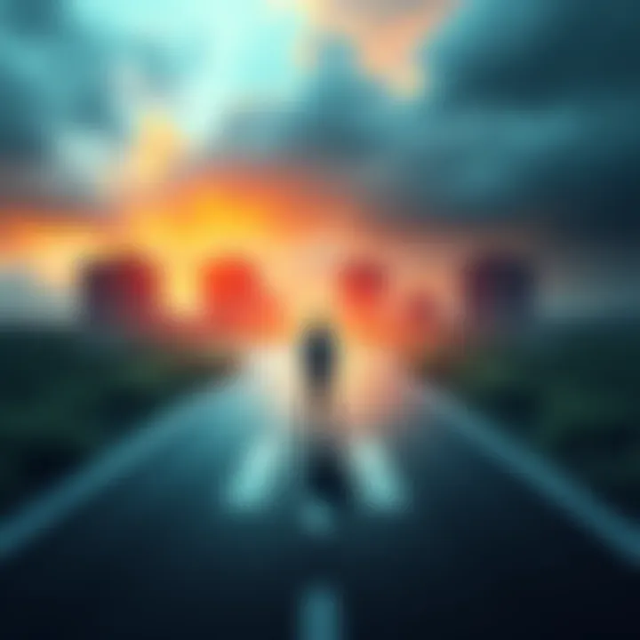 A person standing at a crossroads, looking at different paths ahead, symbolizing choices in life.
