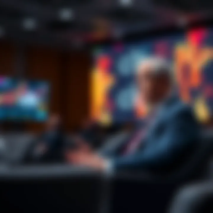 Citi CEO speaking about financial shifts and XRP's impact in a conference setting