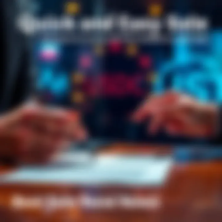 A person signing paperwork for selling a claim to an AFTX creditor, with USDC symbol in the background, depicting a fast and professional transaction