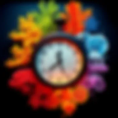 A clock surrounded by symbols of different seasons, showing the passage of time