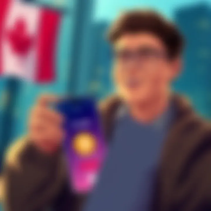 A hopeful user in Canada looking relieved while holding a smartphone displaying Bitcoin wallet, symbolizing the process of closing a loan and receiving funds back