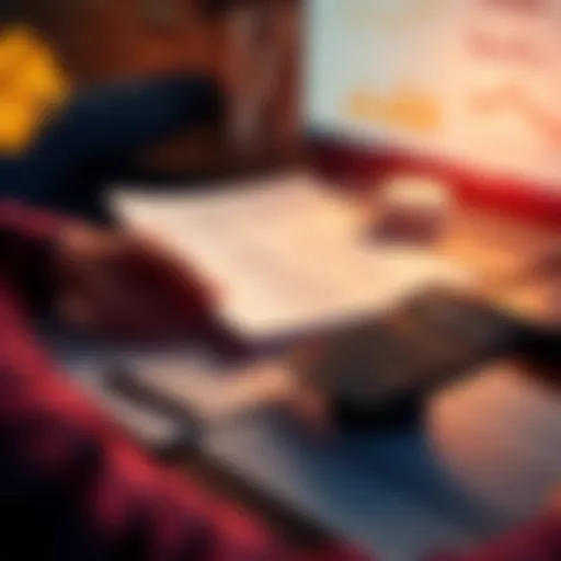 A person considering a $100,000 investment in Coinbase USDC with a calculator and financial documents on a desk