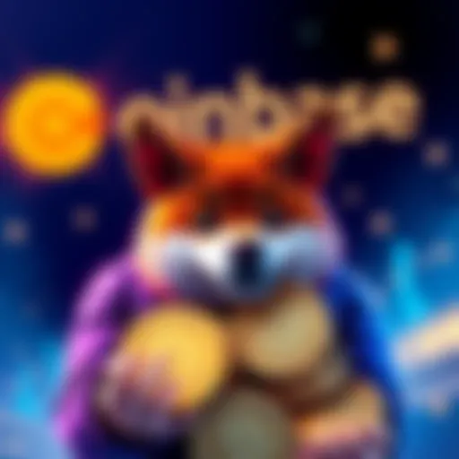 A person representing a cryptocurrency investor holding a large amount of Shiba Inu tokens, with a backdrop of the Coinbase logo and digital graphics of SHIB coins.