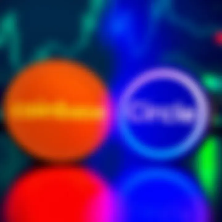 Comparison of Coinbase and Circle logos highlighting Coinbase's success in USDC profitability