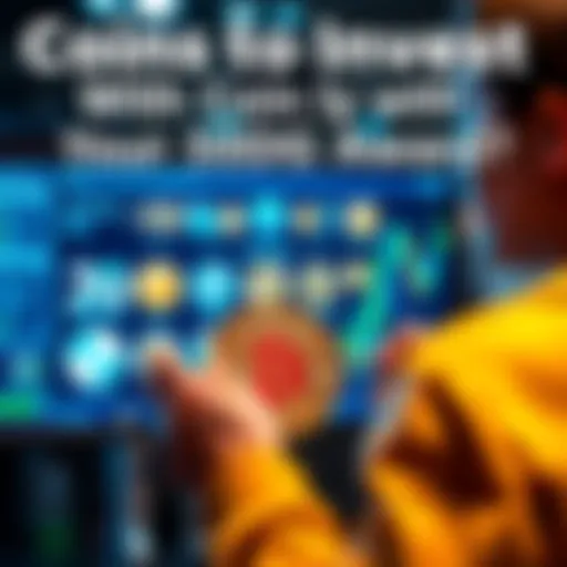A person looking at various cryptocurrencies on a digital screen while holding a 50 USDG award