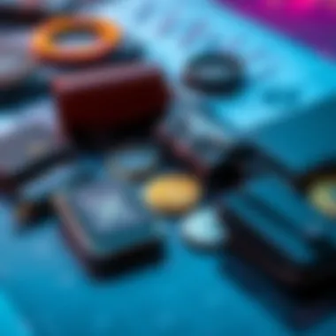 Various cold wallets for storing XRP, including Ledger Flex and D’cent, arranged on a table with a digital currency theme.