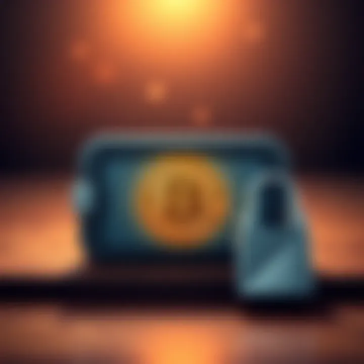 A cold wallet device displaying a Bitcoin symbol, set on a wooden surface with a lock beside it, emphasizing security for cryptocurrency storage.