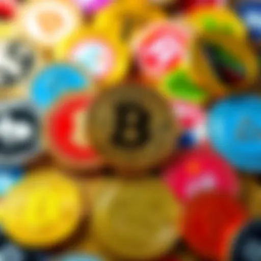 A collection of vibrant memecoins featuring popular brand logos, showcasing their cultural impact in cryptocurrency.