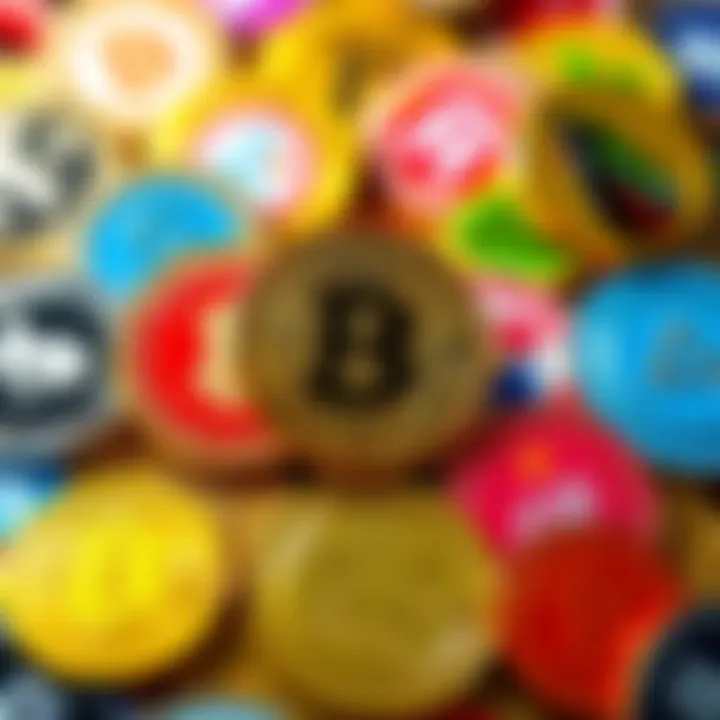 A collection of vibrant memecoins featuring popular brand logos, showcasing their cultural impact in cryptocurrency.