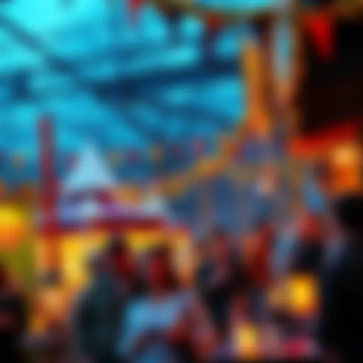 People enjoying festivities at an UpTober event, with decorations and activities around them
