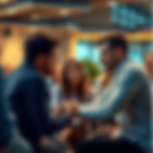A group of people sharing ideas and feedback on investment strategies in a casual setting.
