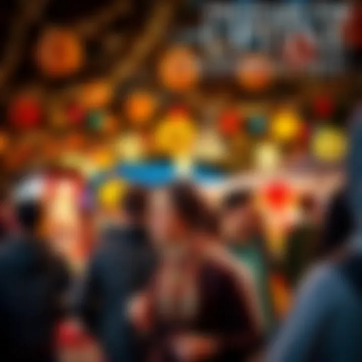 People enjoying a festive outdoor event with decorations and activities during UPTOBER.