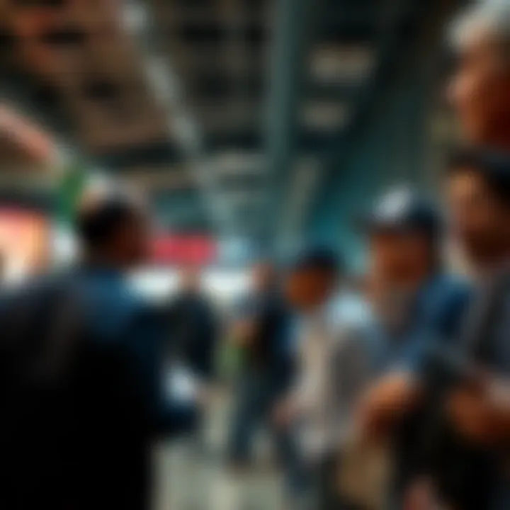 Group of people discussing and debating in a public space, showing signs of disagreement and tension.