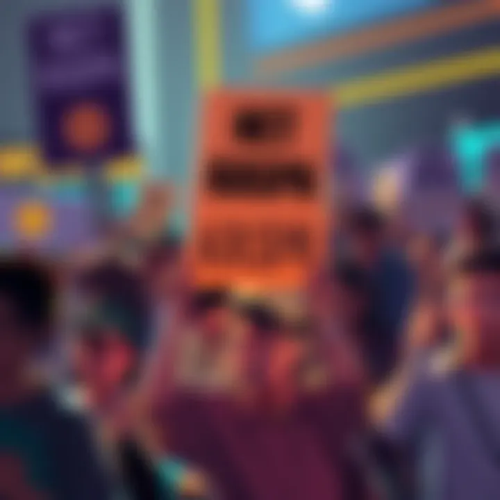 Group of people holding signs supporting the listing of Kaspa on Binance, showing enthusiasm and determination