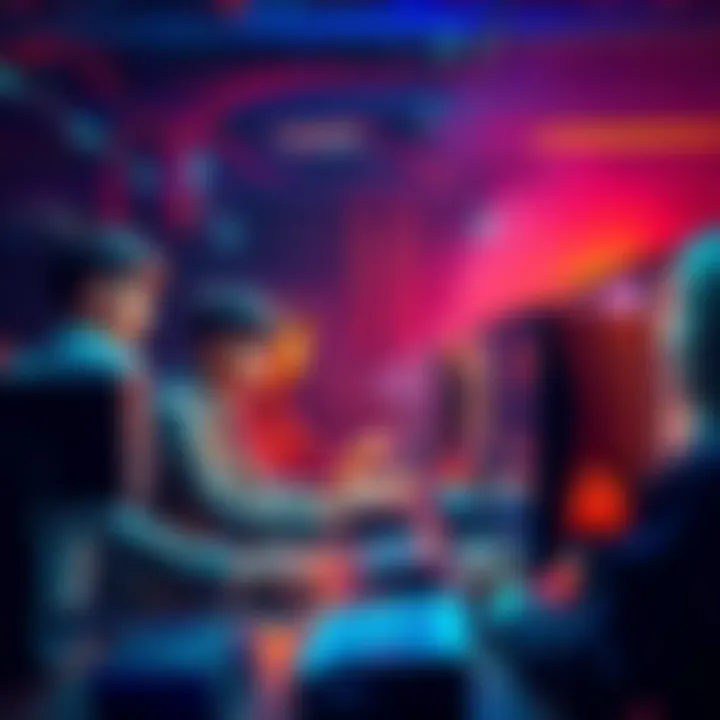 A group of people collaborating at computers to mine XRP and convert it into SHIB, showing unity and teamwork.