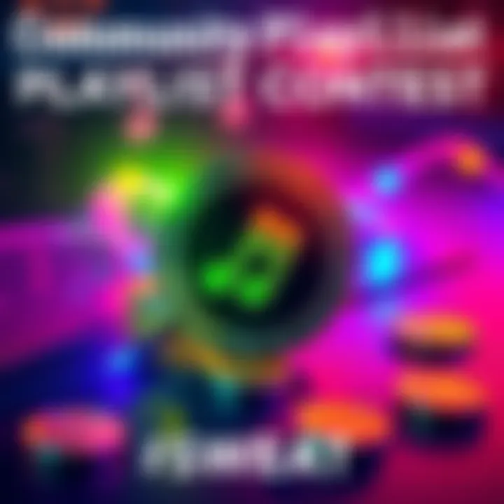 Graphic showing music notes and a prize of $SWEAT coins for the Playlist Contest