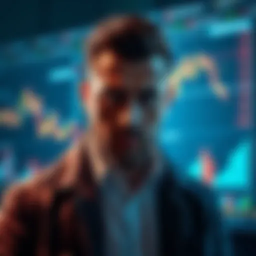 A worried man stares at financial charts related to cryptocurrency investments, showing both gains and withdrawal issues.
