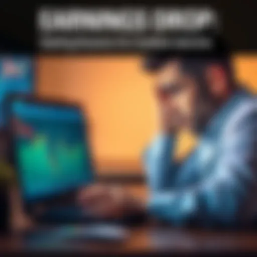 A worried individual looking at a laptop screen with a graph showing declining earnings while scratching their head