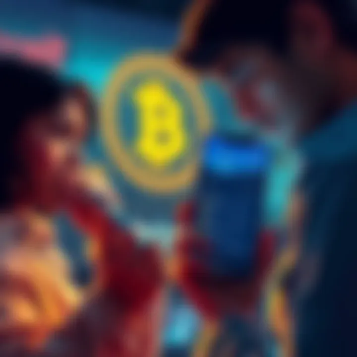 A person looking at their phone with worried expressions while viewing the Coinbase Wallet app interface, showing keys and Bitcoin options.