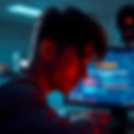 A worried person looking at a computer screen displaying the IQ Space website with Myst tokens, showing error messages.