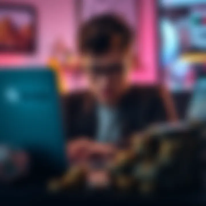 A worried person looking at a laptop showing Revolut's Metal Plan; stacks of money nearby symbolize investment fears