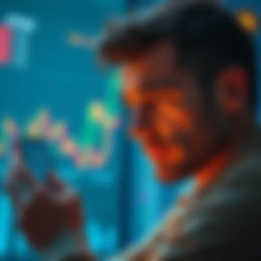 A concerned person examines a digital chart on a smartphone while looking puzzled about cryptocurrency fees and investments.