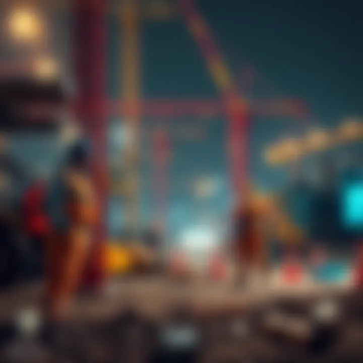 A construction site showcasing modern equipment and teamwork in the Build N Build initiative