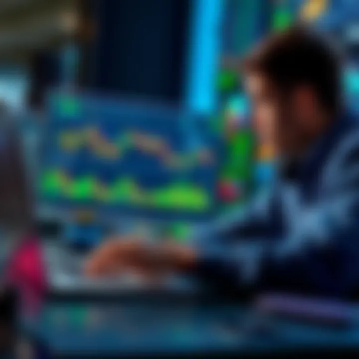 A person analyzing trading charts on a laptop, considering copy trading strategies with a small account on the MEXC platform.