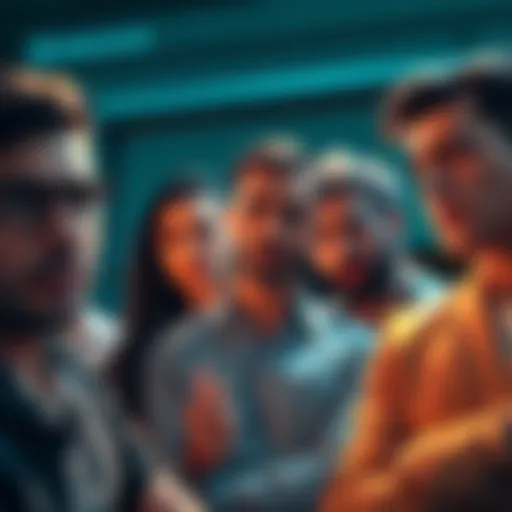 A group of people discussing Binance's refusal to list Pi, showing a mix of concern and frustration in their expressions.