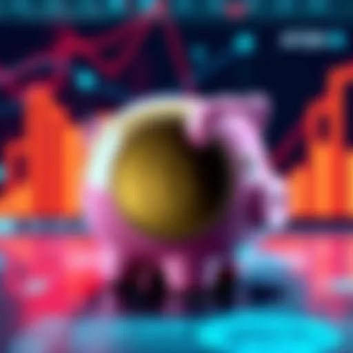A visual representation of CRO cryptocurrency with a piggy bank, symbolizing savings and investment in crypto, set against a digital background.