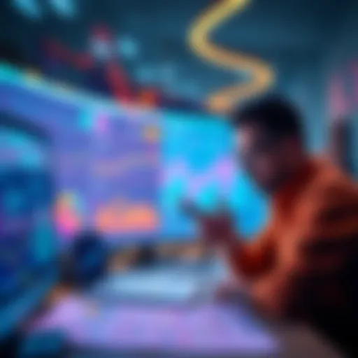 Person analyzing cryptocurrency investment options with charts and graphs during the Super Charge event